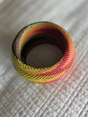 Colorful Woven Coil Bracelet  - Yellow, Orange, Red, Olive, Brown